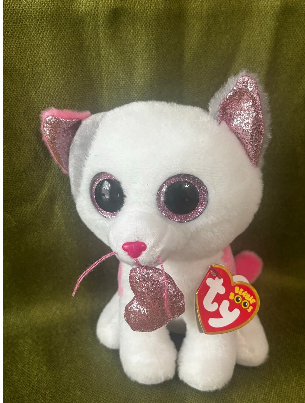 TY's Milena Plush from the Baby Boo's Collection,pink & white w/glitter, 5" tall